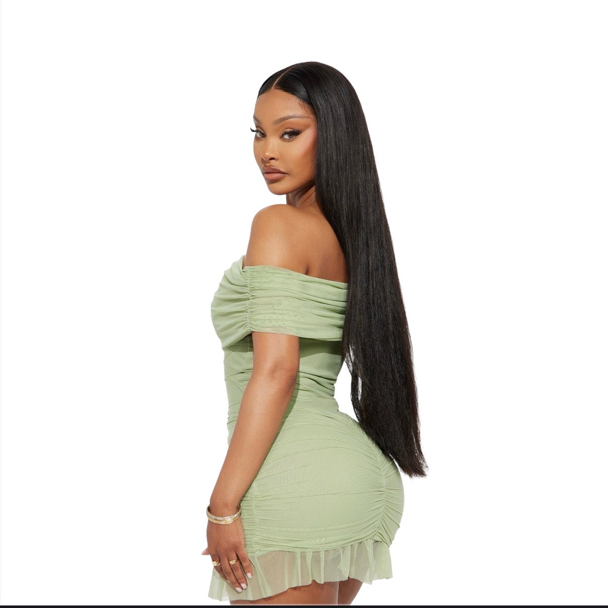 Lovely Day Mesh Mini Dress Sage