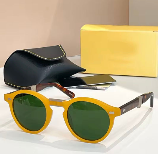 FOLD Round Acetate Foldable Sunglasses for Men and Women High Quality UV400 Outdoor Optical Prescription Classical Eyeglasses