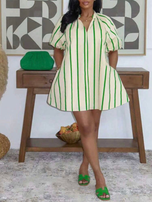 Women’s Striped Short Sleeve Pocket Casual Summer Dress