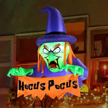 Warmiehomy 3FT Halloween Inflatable Scary Witch Window Decoration