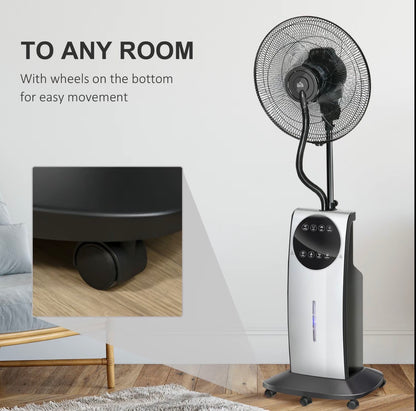 HOMCOM Pedestal Fan with Water Mist Spray 3.1L Tank
