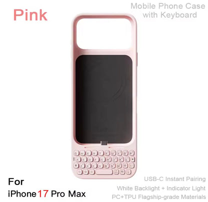 MetaKey Mobile Phone Case With Keyboard PU TPU with Magnetic Support 37 Keys Mini Phone Keyboard For iPhone 16Pro Max 17 Pro Max