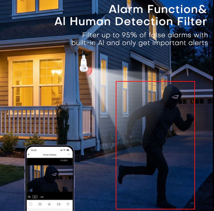 HomiQ AI 3K 5MP Bulb Camera with Full Colour Night Vision