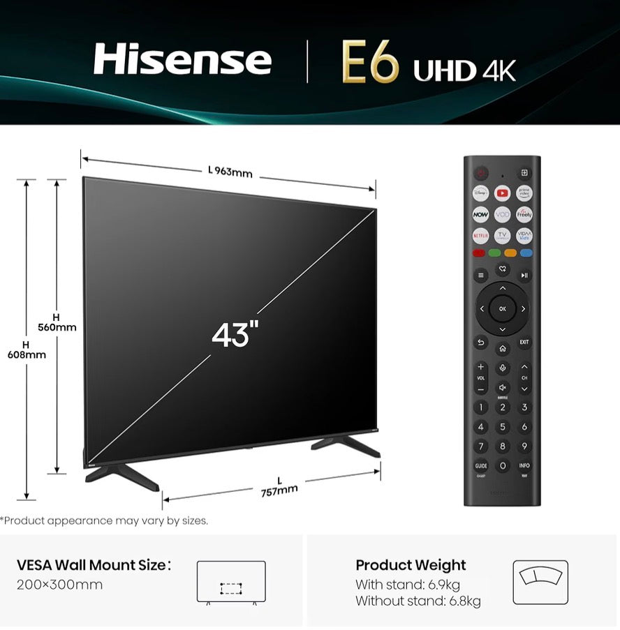 Hisense 4K Ultra HD Smart TV with Freely | Netflix, Disney+ & YouTube