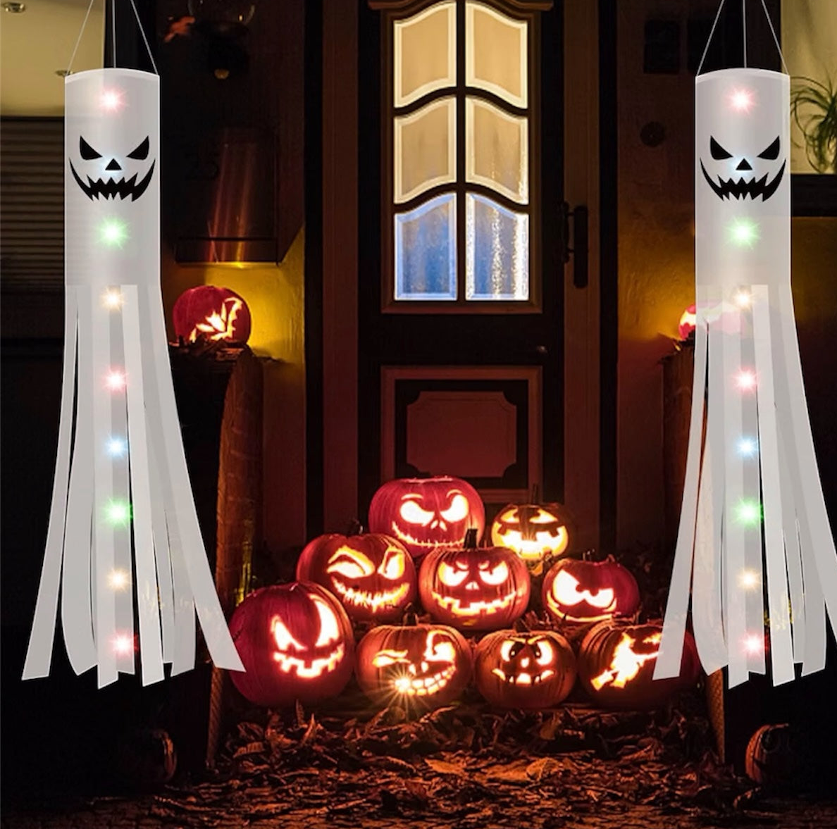 Jsdoin Halloween Ghost Windsocks 2 Pack with Colourful LED Lights | Minja Superstore