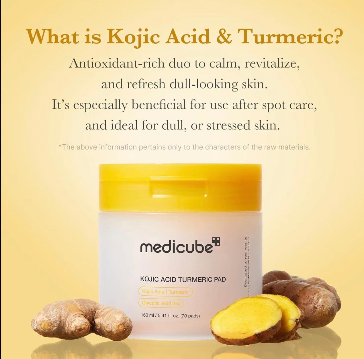 medicube Kojic Acid Turmeric Clarifying Toner Pads 70 Pads Korean Skincare