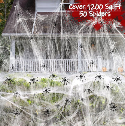 300g Halloween Spider Web Decoration with 50 Spiders | Up to 1,500 Sq. Ft.