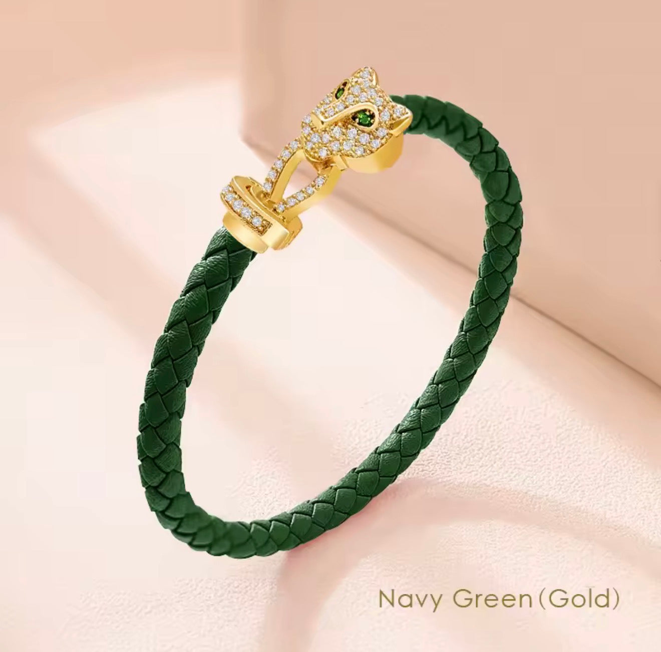 MOONLIGHT Classic Design Exquisite Cheetah Zircon Bracelet for Women Braided Leather Bracelet Quality Banquet Couples Gift