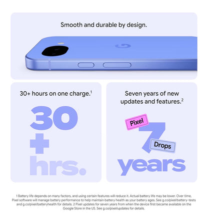 Google Pixel 10a 7 Years Updates 30+ Hour Battery