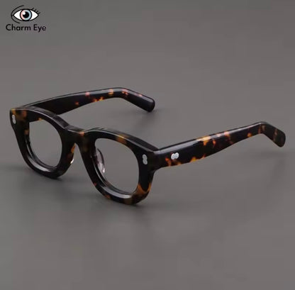 High Quality Tortoiseshell Eyeglass Frame Men Thick Acetate Square Retro Handmade Optical Prescription Glasses for Women Myopia