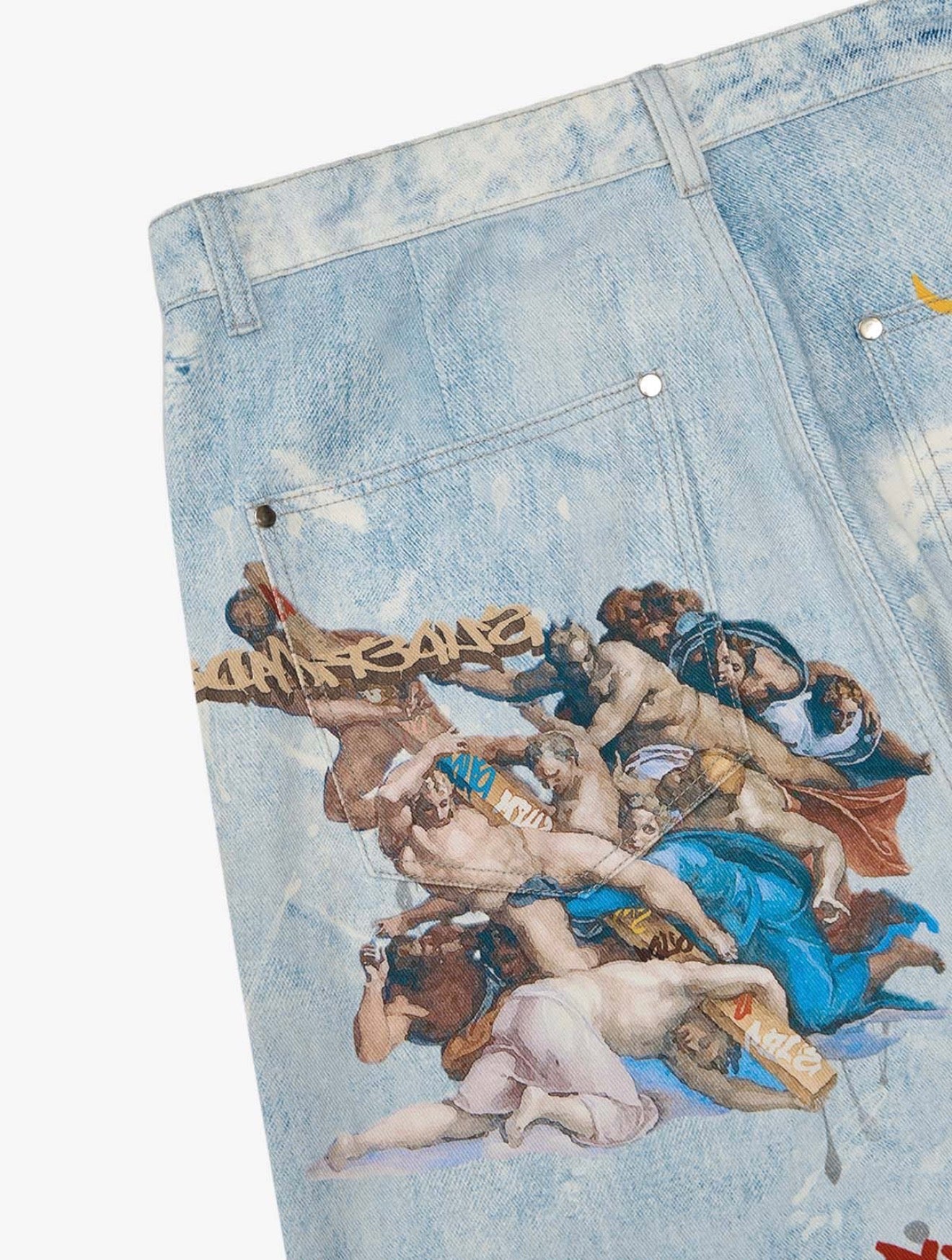 RETRO ARTISTIC GRAFFITI ANGELIC PRINTS BAGGY JEANS