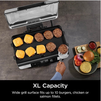 Ninja Sizzle Pro XL Indoor Grill & Flat Plate GX101UK Silver Black
