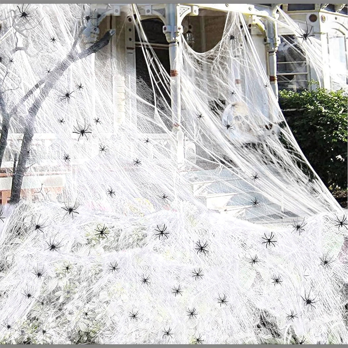 Halloween Spider Web Decoration 300g with 100 Black Spiders | Minja Superstore