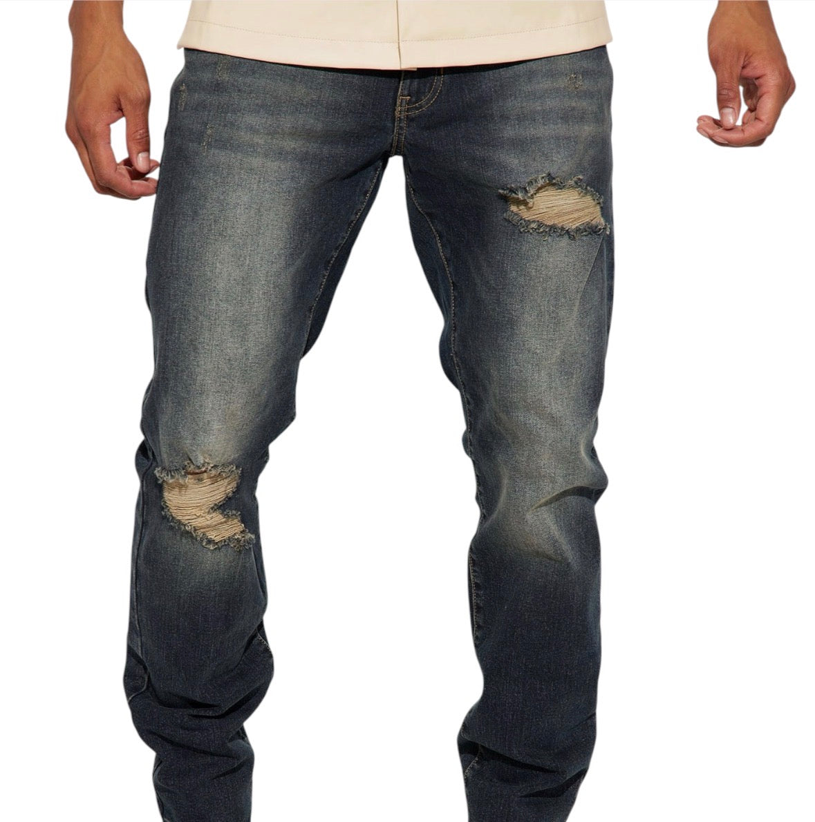 Day To Day Distressed Slim Jeans Dark Wash