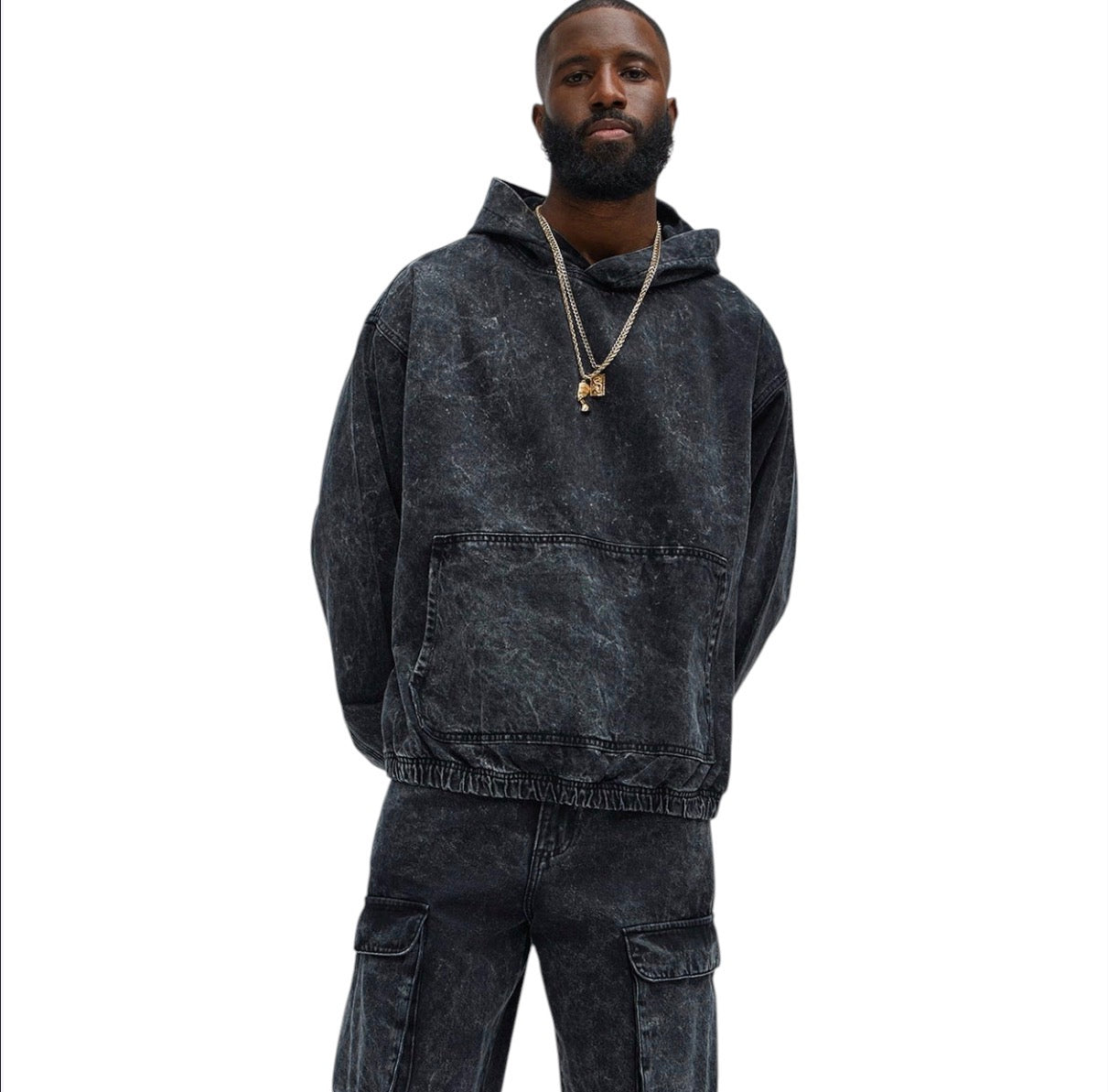 Baggy Clover Cargo Jeans Black