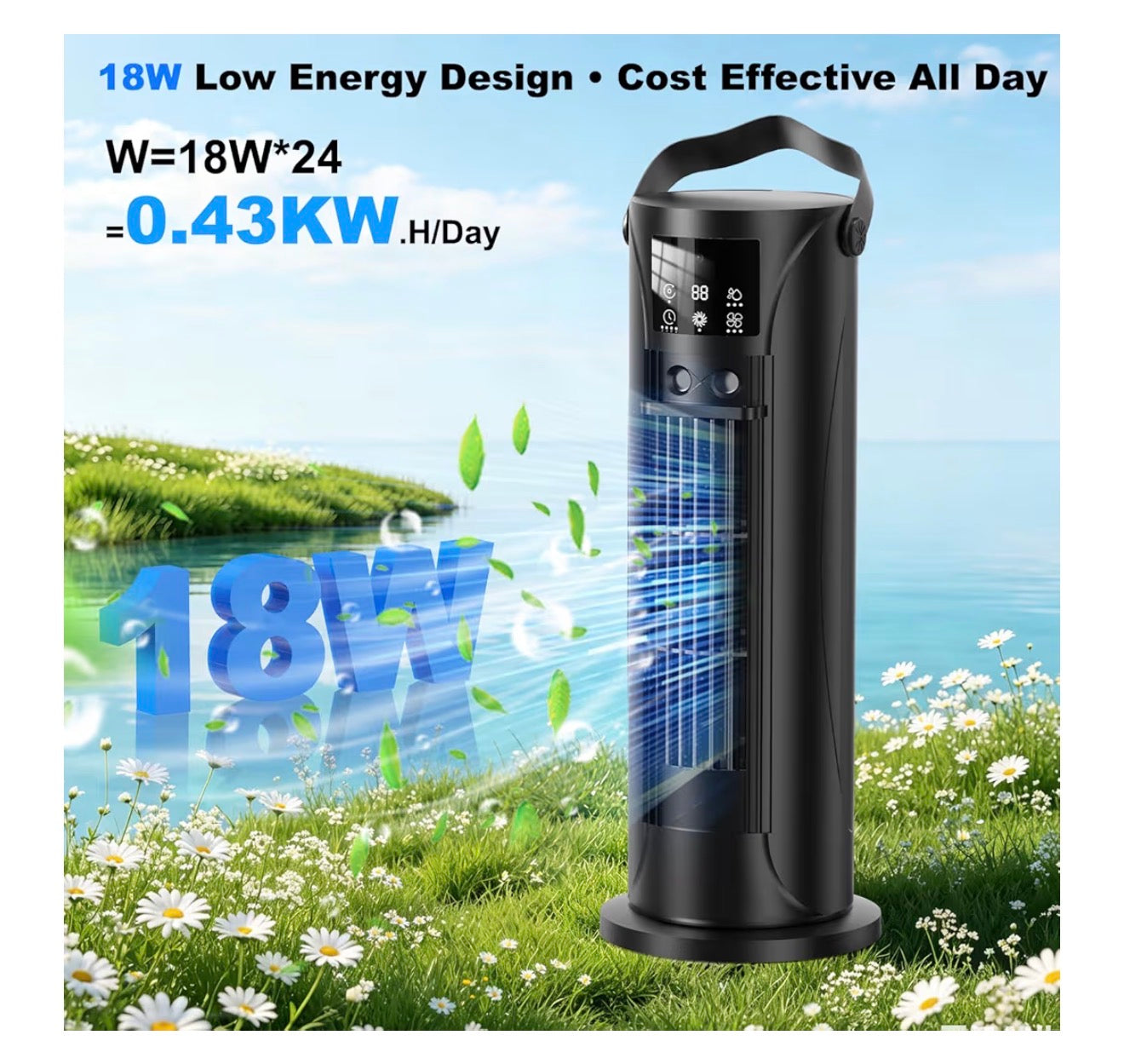 Portable Air Conditioner, 28dB Air Cooler, 26ft/s Velocity Mini Air Conditioning Unit with 2-8H Timer, 120° Oscillation, 1-Touch Turbo Mode Cool Mist, Low Energy Small Air Conditioner for Home(Black)