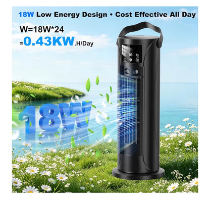 Portable Air Conditioner, 28dB Air Cooler, 26ft/s Velocity Mini Air Conditioning Unit with 2-8H Timer, 120° Oscillation, 1-Touch Turbo Mode Cool Mist, Low Energy Small Air Conditioner for Home(Black)