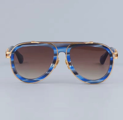 Ins 403B America High Street Designer Brand Sunglasses Oval Gradient Handmade Alloy Hinge Punk Style Uv400 Eyeglasses with Case