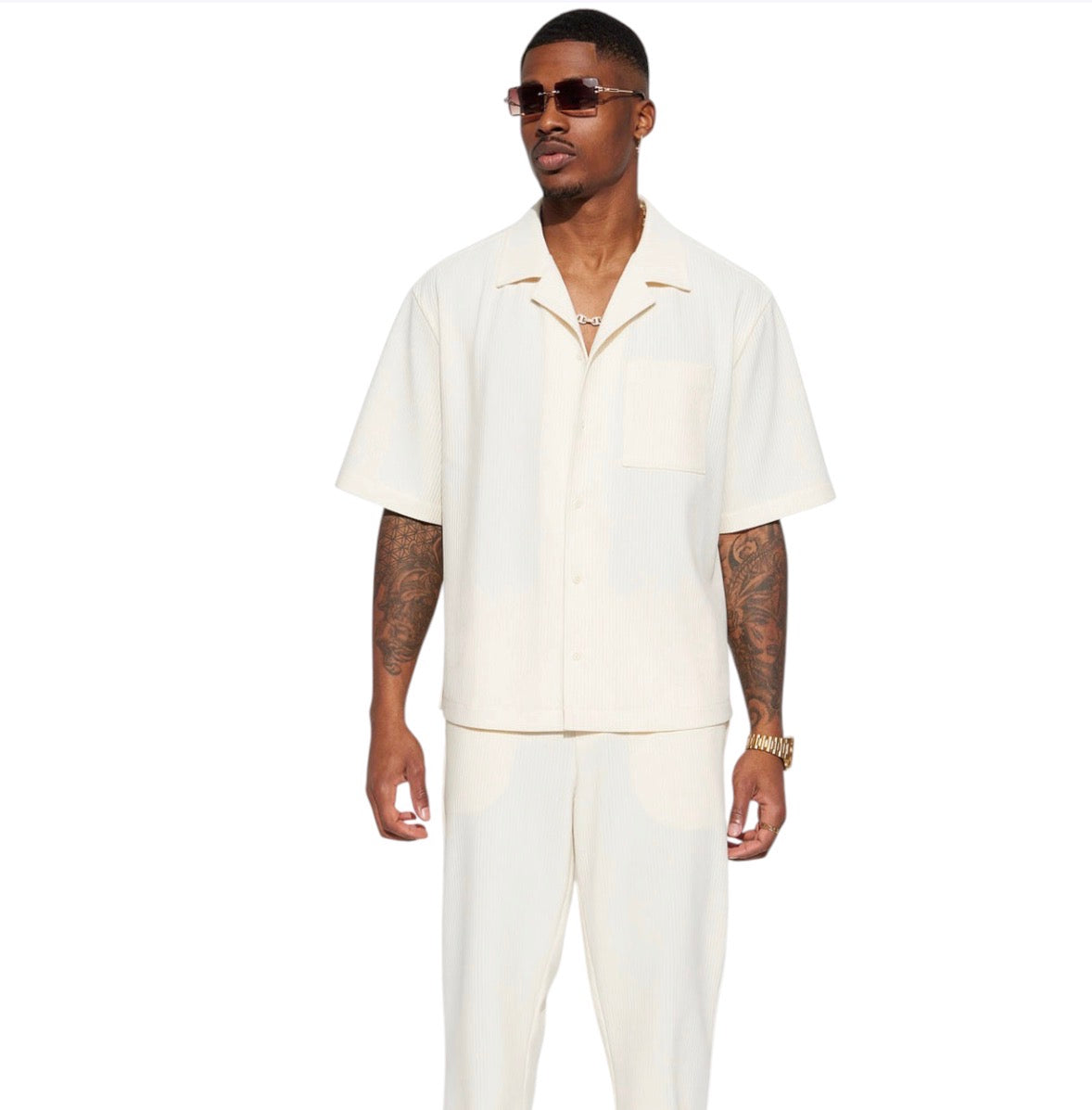 Show Up Short Sleeve Cuban Shirt Off White