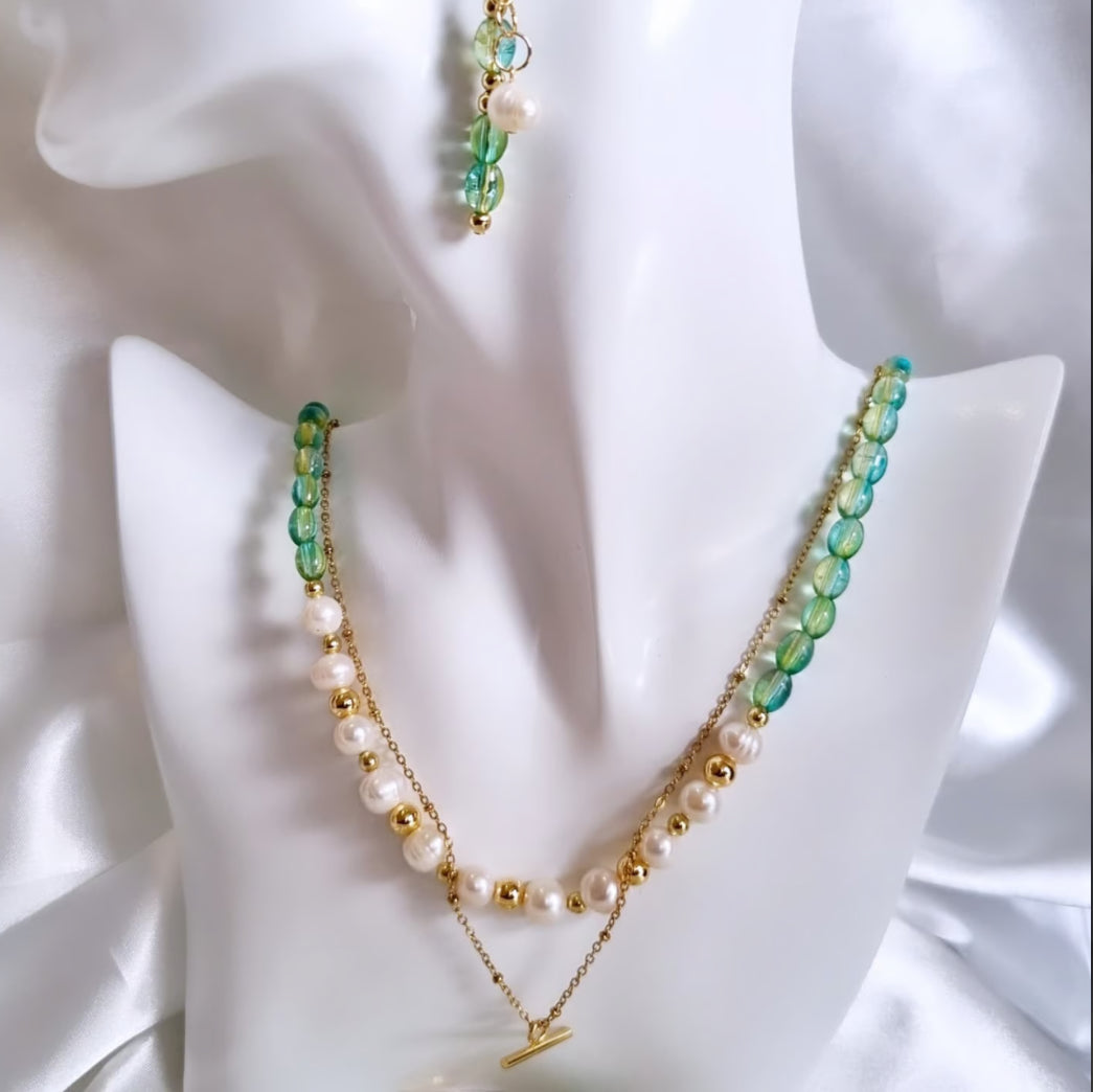 Verdant Elegance Necklace & Earrings Set – A Timeless Statement of Sophistication