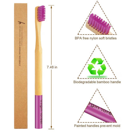 Virgin Forest Bamboo Toothbrush 6 Pack Biodegradable BPA Free