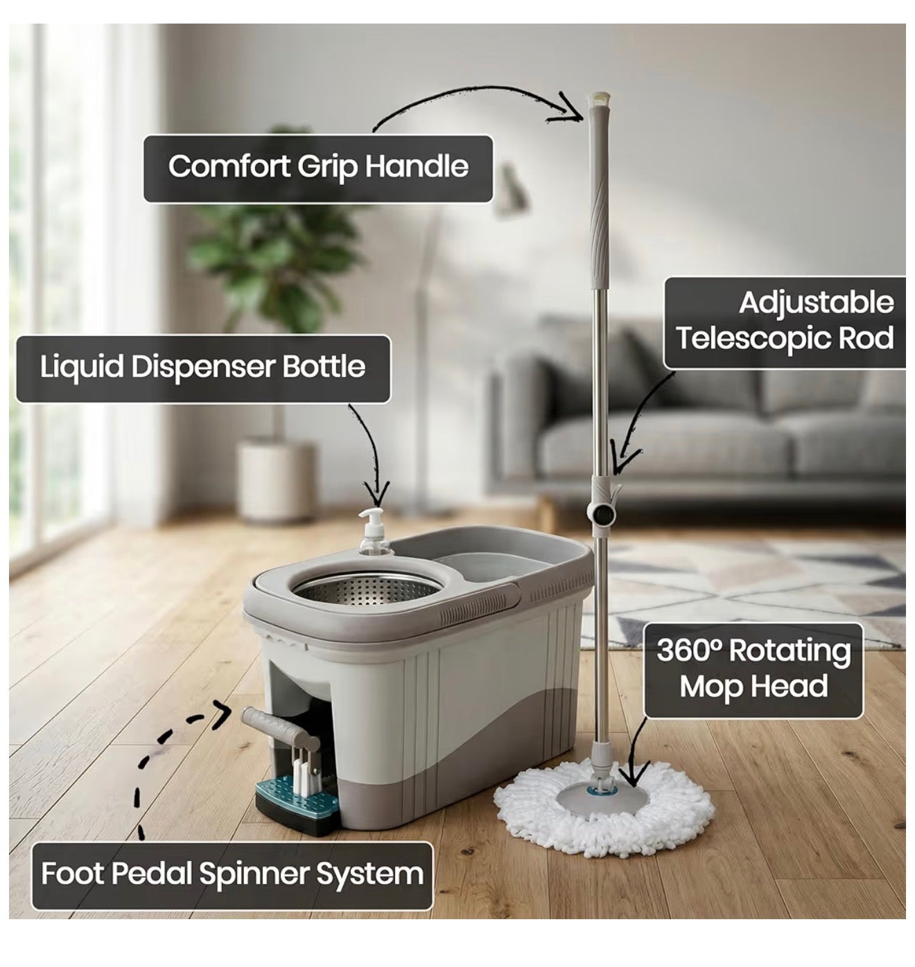 Aspect Spin Mop and Bucket Set with Foot Pedal