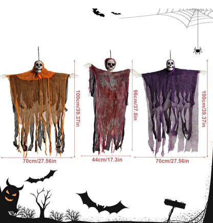 3-Pack Hanging Halloween Ghost Decorations | Bloody Gauze Skeleton Props