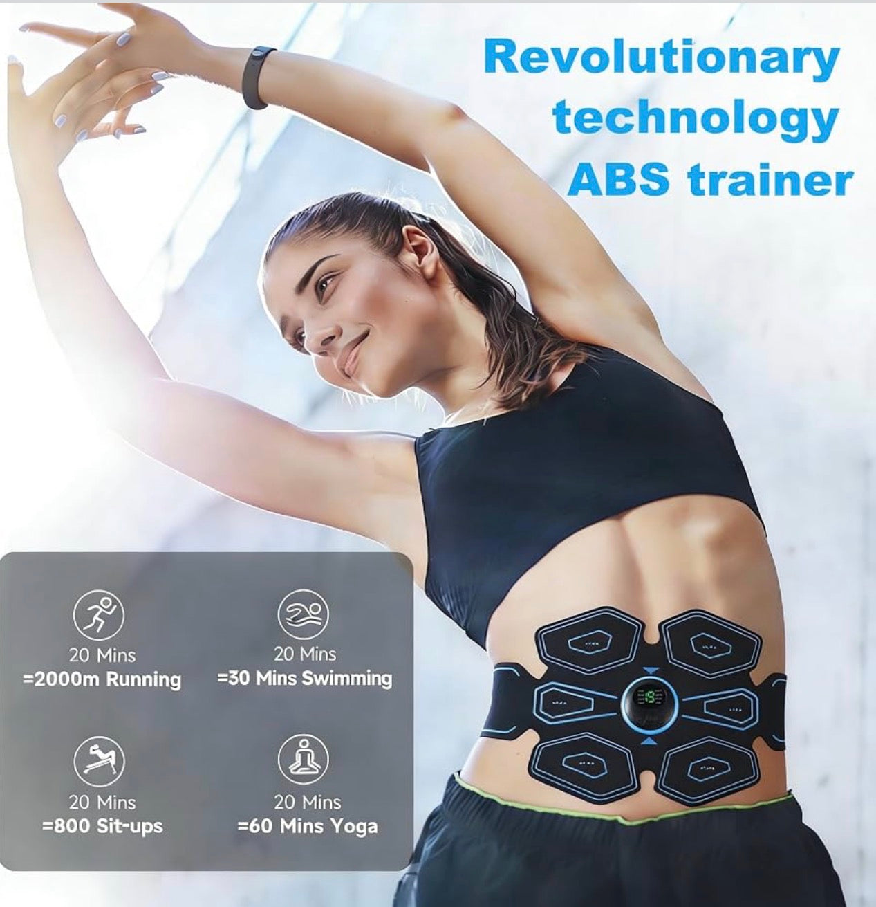 EMS Abdominal Muscle Trainer 8 Modes 18 Intensity Levels