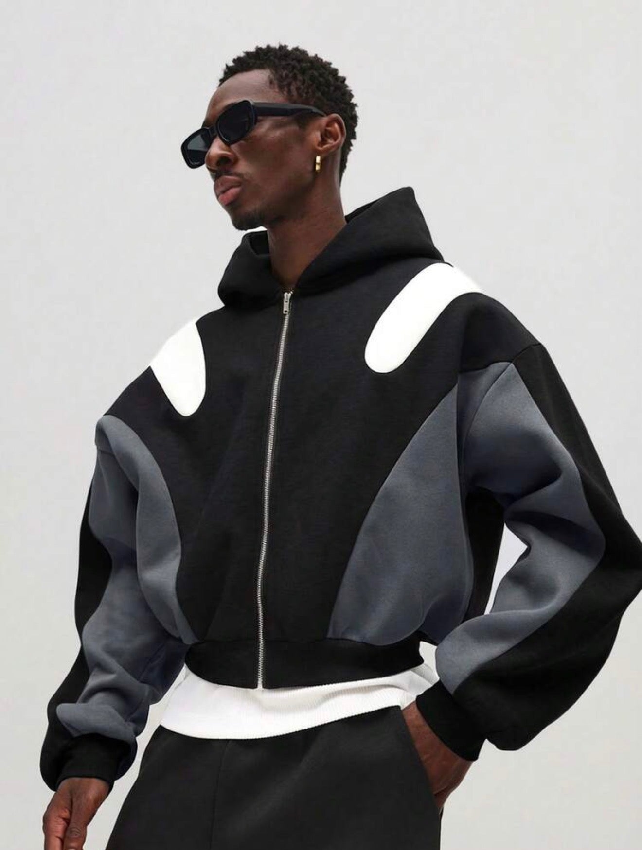 SUMWON Cropped Zip Up Hoodie