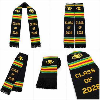 Class of 2026 Graduation Stole – Kente Style Graduation Scarf