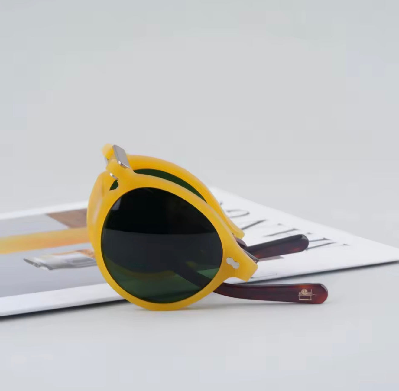FOLD Round Acetate Foldable Sunglasses for Men and Women High Quality UV400 Outdoor Optical Prescription Classical Eyeglasses