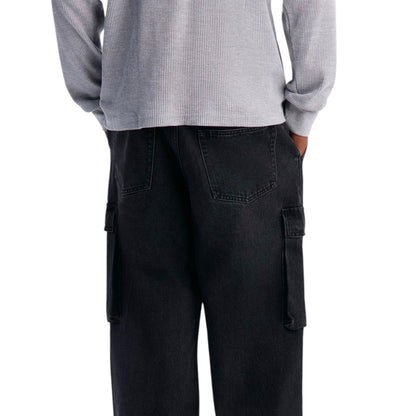 Clean Pocket Baggy Cargo Jeans Black Wash