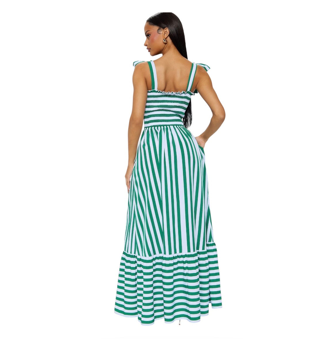 Gracie Striped Maxi Dress Green Combo