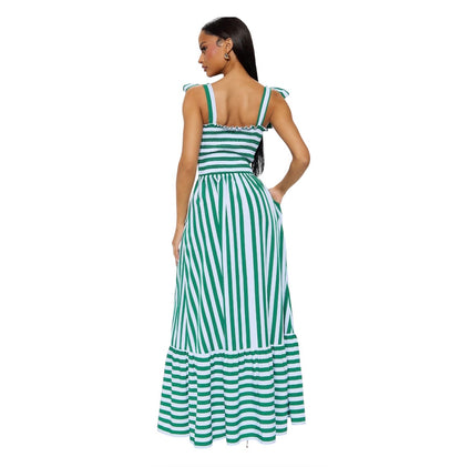 Gracie Striped Maxi Dress Green Combo