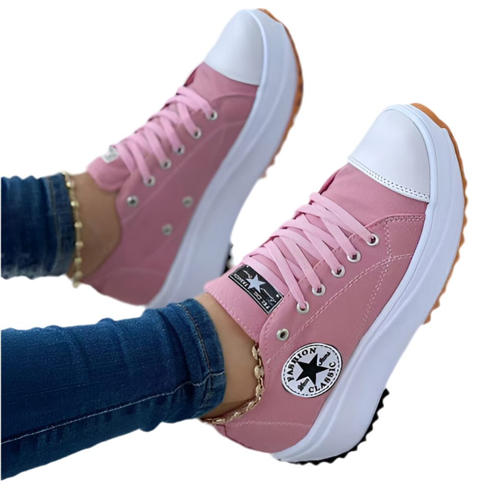 Flat Lace-Up Sneakers Pattern Canvas Casual Women Sport Shoes