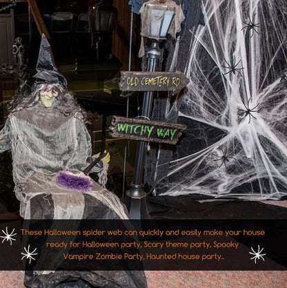 Jsdoin Halloween Spider Web Decoration 60g | 30 Fake Spiders Included