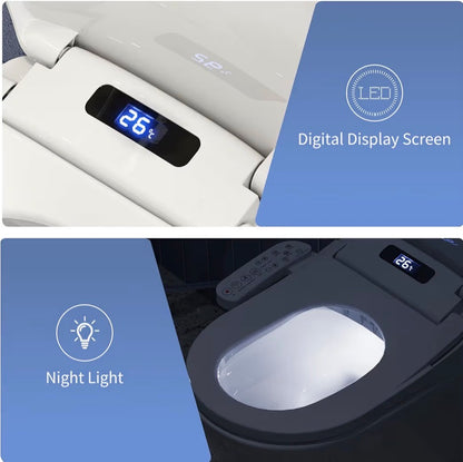 HOROW Smart Electronic Bidet Seat - Heated Toilet Seat with Temperature Control, Built-in Dryer & Night Light, with Water Filter, Soft Close & Removable Self-Cleaning Nozzle