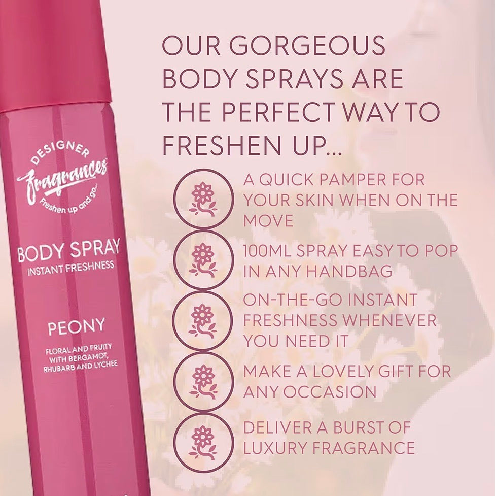 Designer Fragrances 6 Pack Women’s Body Spray Assorted Aromas 100ml UK