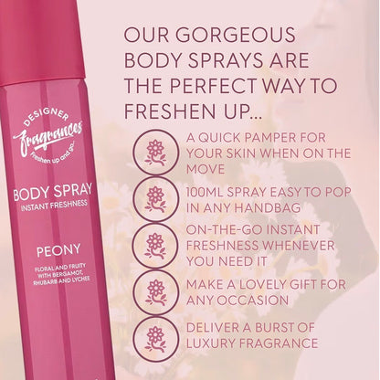 Designer Fragrances 6 Pack Women’s Body Spray Assorted Aromas 100ml UK