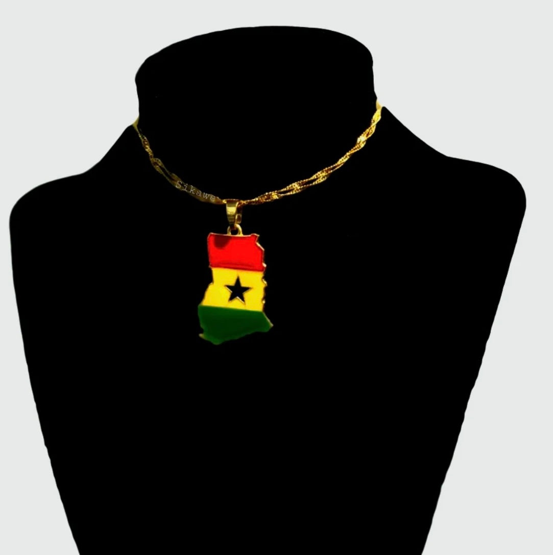 Ghana Flag Pendant Necklace