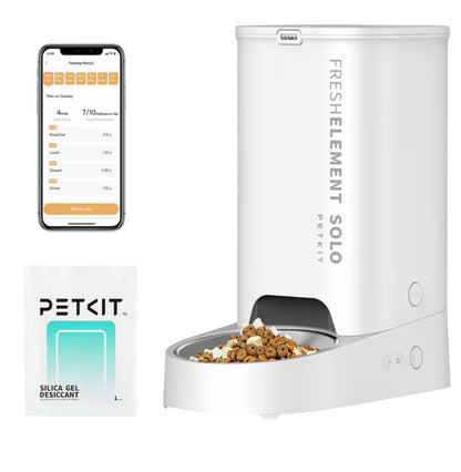 PETKIT Automatic Cat Feeder, 2.4GHz Auto Cat Feeder with App Control 3L, Low Food & Blockage Sensor, 304 Stainless Steel Bowl, Fresh Lock Technology,1-30 Meals/Day Anti-Clog Pet Feeder, White
