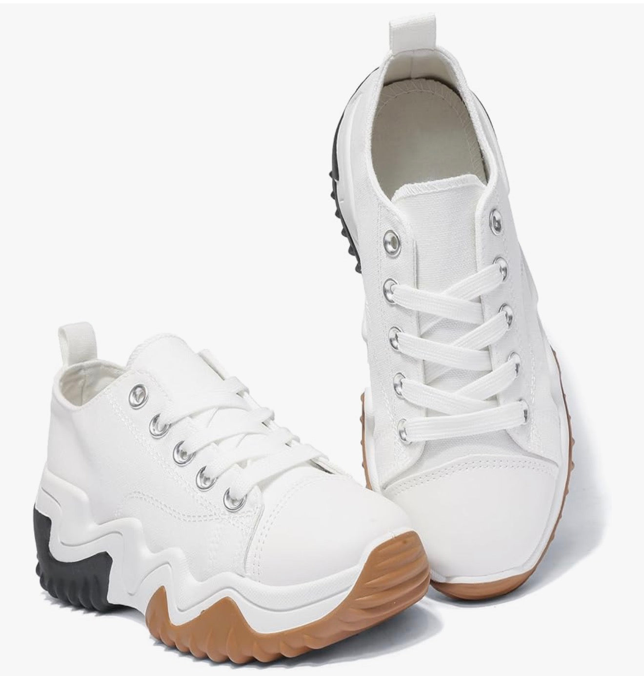 INNERSECT CO Women’s Chunky Platform Trainers – Canvas Lace-Up Sneakers with 5cm Thick Sole | Comfortable Casual Shoes for Travel & Daily Wear