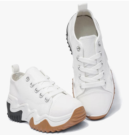 INNERSECT CO Women’s Chunky Platform Trainers – Canvas Lace-Up Sneakers with 5cm Thick Sole | Comfortable Casual Shoes for Travel & Daily Wear