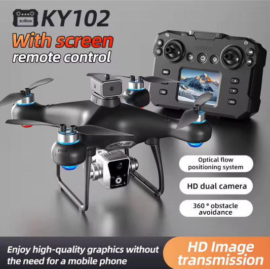 KY102 RC Drone 5G Brushless 8K Dual Camera with Screen Obstacle Avoidance Aerial Photography Four-Axis RC Helicopter Drone Toys