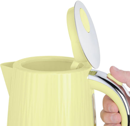 Russell Hobbs Electric Kettle (Hot Water, Tea or Coffee, 1.7L, Push to Open Lid, Perfect Pour Spout, Removable Washable Filter, Illuminated Switch, Chrome Accents, Lemon, 3000W) Eden 27363