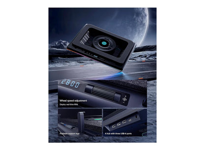 llano RGB Laptop Cooling Pad with Powerful Turbofan Gaming Cooler Radiator with Infinitely Variable Speed, Touch Control, LCD Screen, 3-Port USB Hub, Seal Foam for Notebook Computer 15-19in