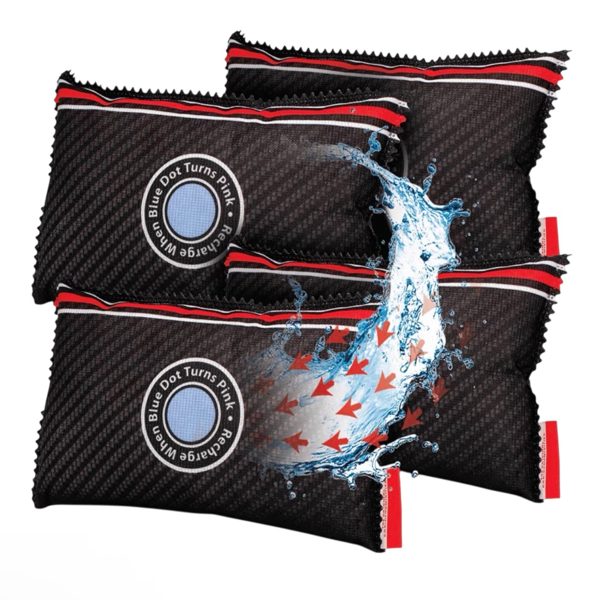 Pingi Reusable Car Dehumidifier Bags (4 x 350g) - Moisture Condensation Damp Absorber for Car & Home, 100% Leakproof & Reusable, Microwave Rechargeable Dehumidifier for Cars