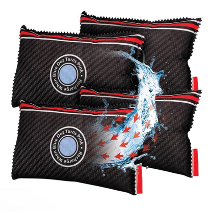 Pingi Reusable Car Dehumidifier Bags (4 x 350g) - Moisture Condensation Damp Absorber for Car & Home, 100% Leakproof & Reusable, Microwave Rechargeable Dehumidifier for Cars