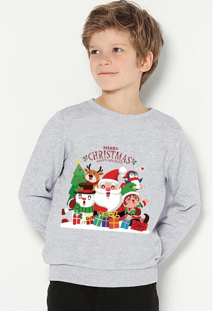 LXKA Boys Kids Christmas Jumper Sweatshirt Xmas Jumpers Reindeer Snowmen Santa Long Sleeve Tops Cotton T-Shirts Toddler Crew Neck Casual Winter Clothes Age 1-7 Years