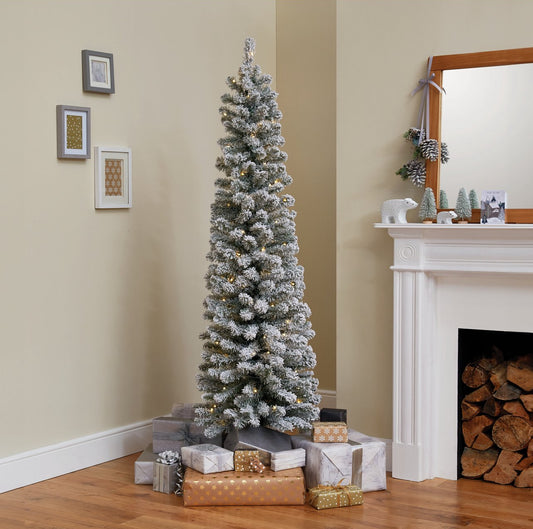 6ft Pre lit Snowy Slim Christmas Tree